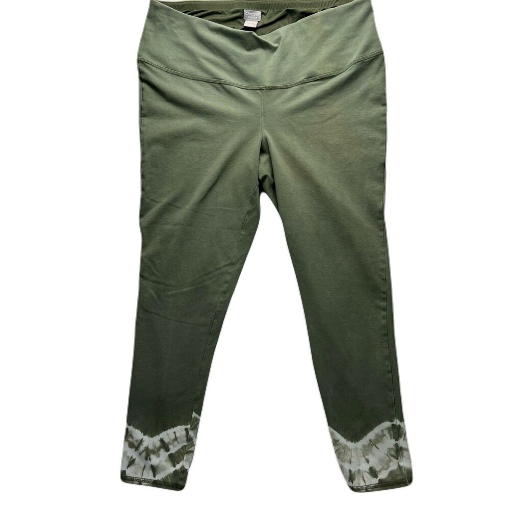 Chico's Zenergy So Slimming Tie-Dye Stretch Knit Leggings Green Sz 3 / XL